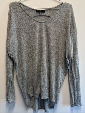 Aqua Heather Gray Lightweight Knit Long Sleeve Top